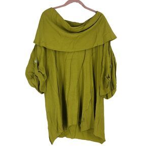 Plus Size Pistachio Green Soft Surroundings Mock Scoop Cowel Neck, Tunic 1X